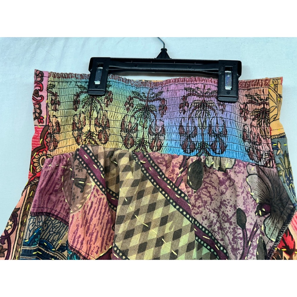 Earthbound Trading Co Womens Small Patchwork Boho Handkerchief Hem Skirt Cotton - Picture 6 of 7
